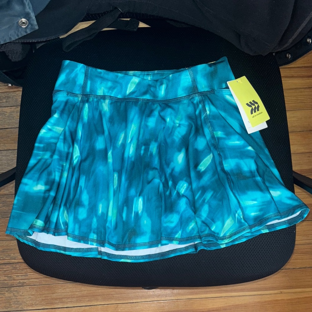All in Motion Blue Patterned Skater Skirt